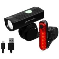 Комплект фонарей: передний (фара) и задний габаритный Briviga USB Bike Light Set: EBL-2255A + EBL-056