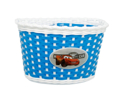 Корзина на руль для детского велосипеда 16" синяя с "тачками" Корзина на руль для детского велосипеда 16" синяя с "тачками"