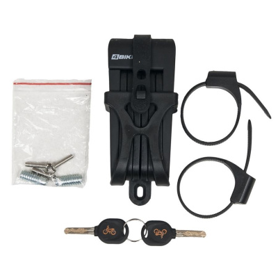 Велозамок противоугонный 4Bike T602, мото/вело, складной, стальной, с ключом, черный