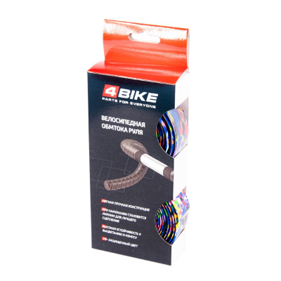 Обмотка руля 4BIKE гелевая с замшевой текстурой яркая разноцветная