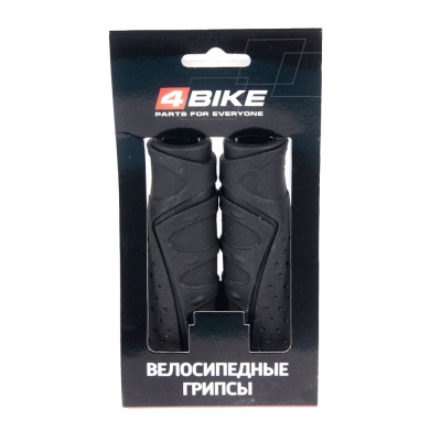 Грипсы 4BIKE 130мм трехкомпонентные с открытым торцом анатомические с гелевыми вставками с заглушками руля