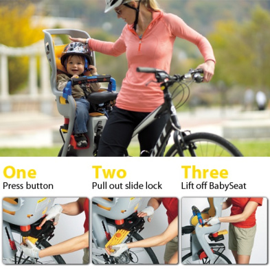 Детское велокресло Topeak Baby Seat II с багажником, 26", 27.5" (650B) & 700C V-brake, жёлтое