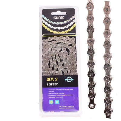 Цепь Sumc - SX9 1/2"x11/128", 9 ск.,116 звеньев, серебристая, с замком SL566R