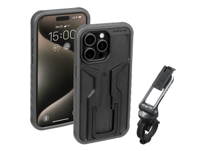 Чехол с креплением Topeak RideCase для iPhone 15 Pro Max чёрный с серым