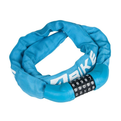 Велозамок противоугонный 4Bike 601, цепь 6x1000 мм, кодовый, синий