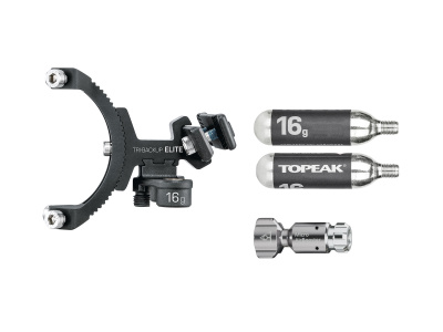 Подседельный держатель аксессуаров Topeak Tri-BackUp Elite, насадка и 2 болона CO2 16гр.