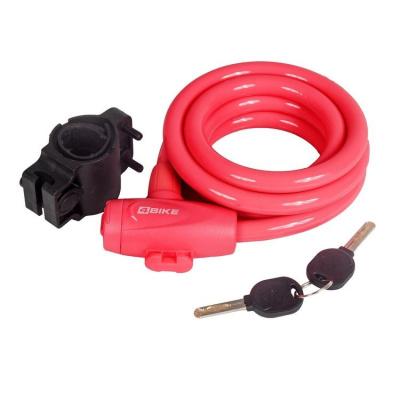 Велозамок противоугонный 4Bike 588, 12x1800 мм, с ключом, розовый