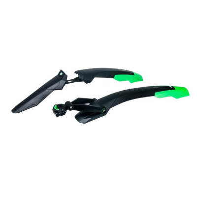 Крылья для велосипеда Simpla ADHD Long для 27.5"-29" с амортизаторами, к-т, быстросъемные, черно - зеленый