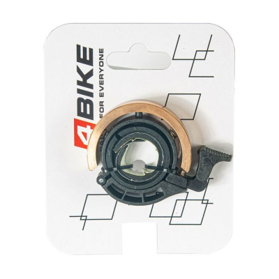 Звонок велосипедный 4BIKE BB3213L-Gold алюминий+пластик, D-46мм, золотистый